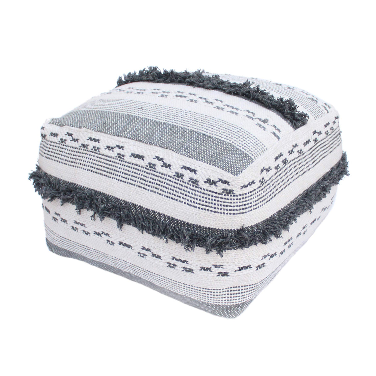 Contemporary Faux Yarn Pouf Ottoman Foot Stool - Bean Bag Floor Chair - Foot Rest