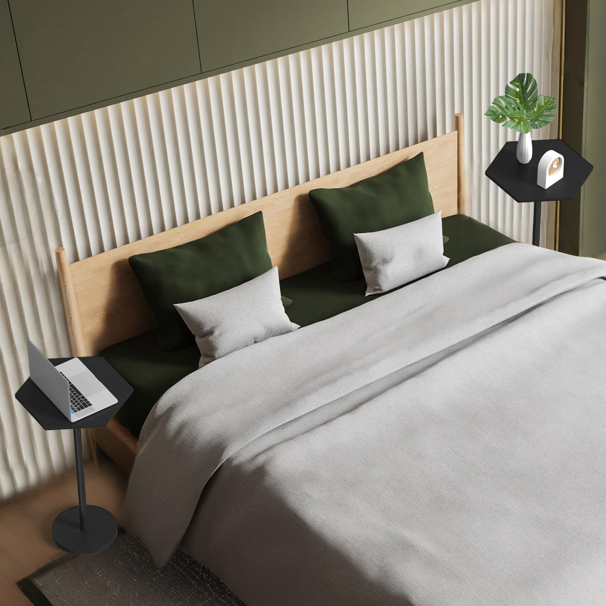 Drink Table Set of 2, Small Pedestal Side Table for Small Spaces, Pedestal End Table