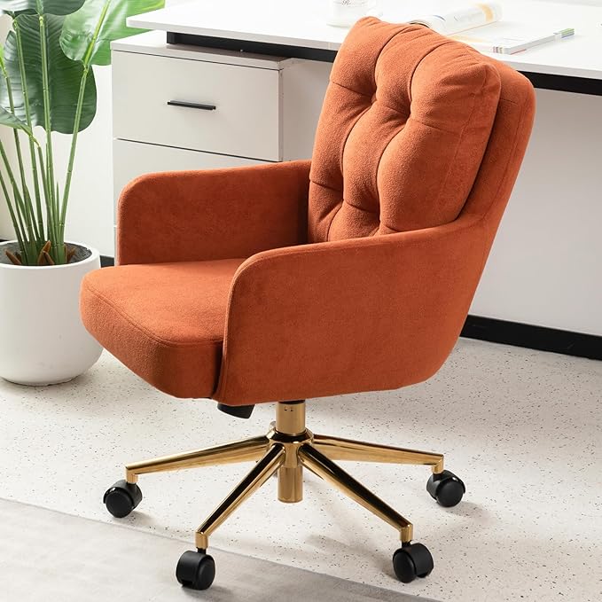 Velvet Office Chair, Comfy Home Office Desk Chairs with Lumbar Support, Modern Velvet