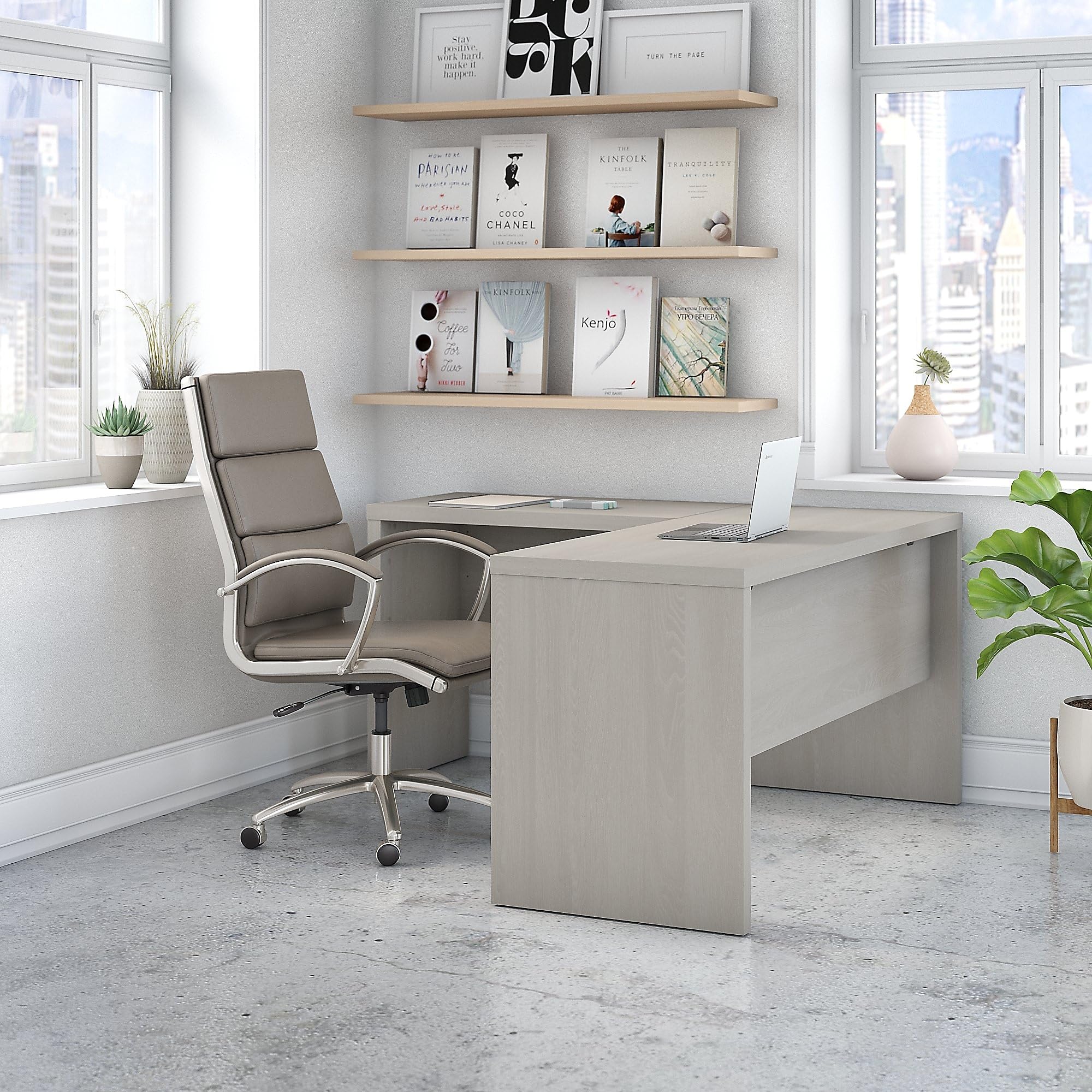 Echo L Shaped Desk, 60W, Gray Sand
