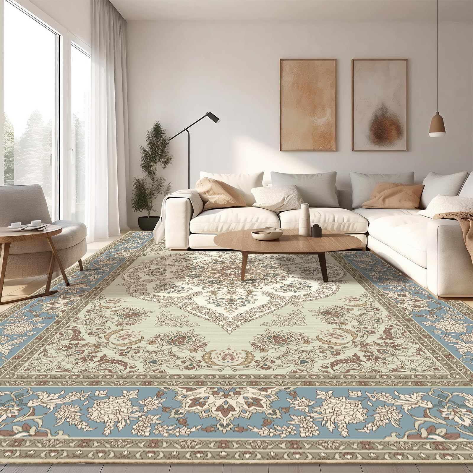 Washable Rug 8x10 Area Rugs for Living Room - Stain Resistant Non-Slip Backing Rugs