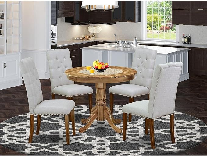 ANEL5-AWA-05 5 Piece Modern Dining Table Set Includes a Round Dining Room Table