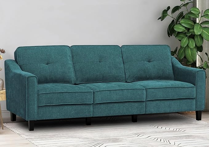 84” Fabric 3-Seaters Sofa with Tufted Backrest, Chenille Modern Sofa