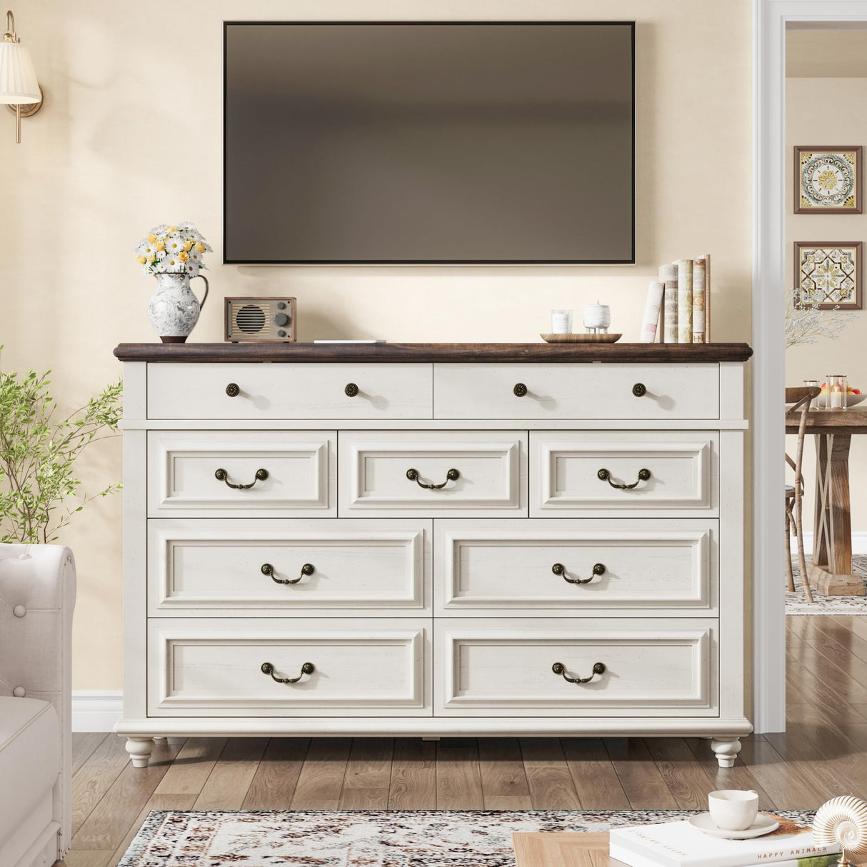 Farmhouse Dresser for Bedroom 9 Drawer Dresser