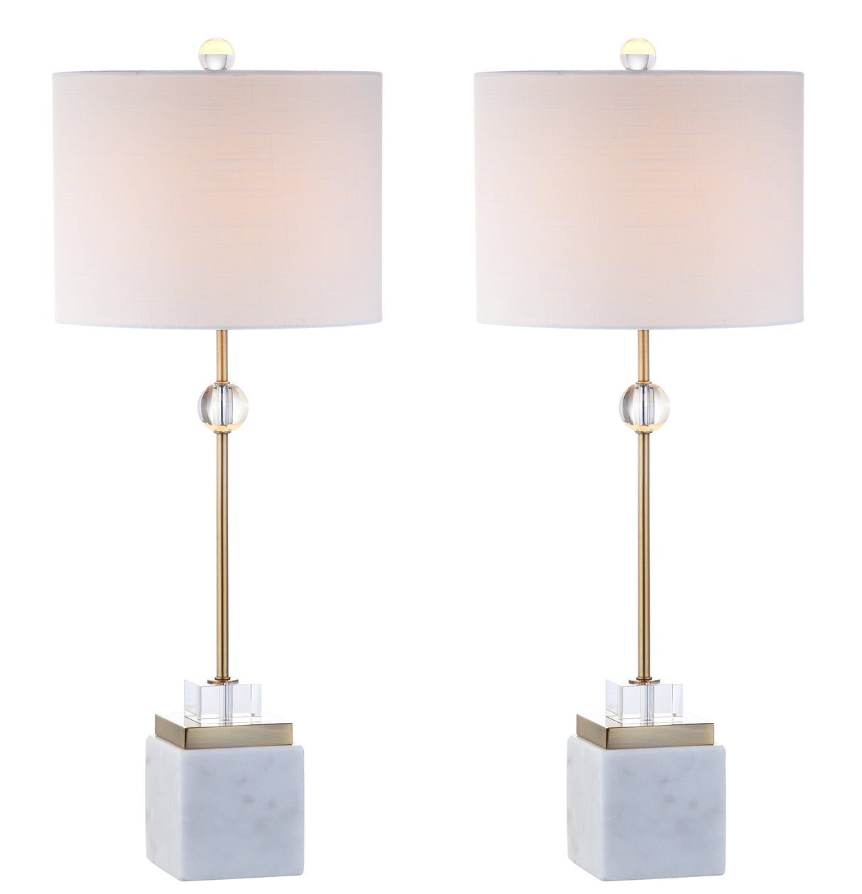 Set of 2 Table Lamps Dawson 30" Marble/Crystal LED Table Lamp