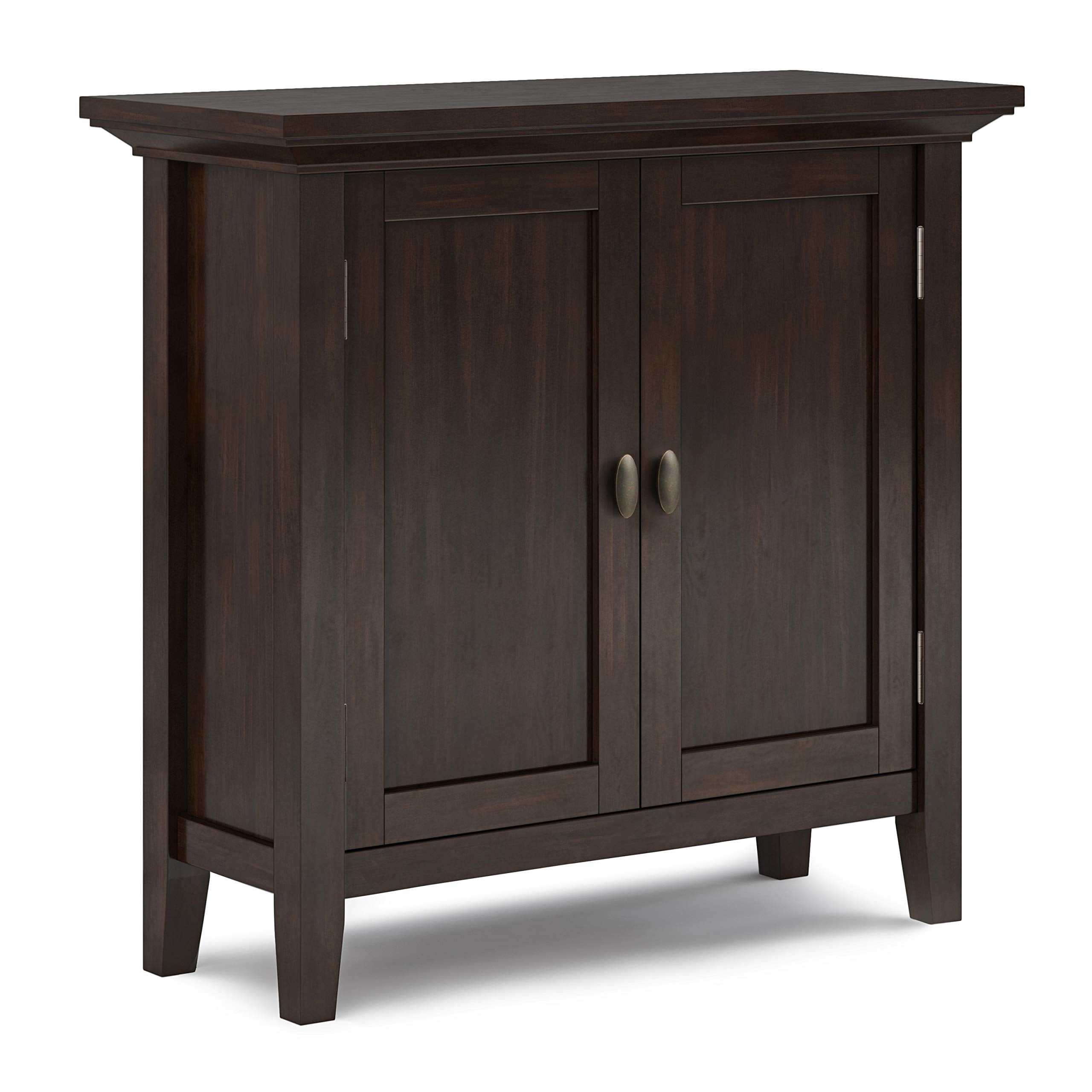 Redmond SOLID WOOD 32 inch Wide Transitional Low Storage Cabinet in Brunette Brown