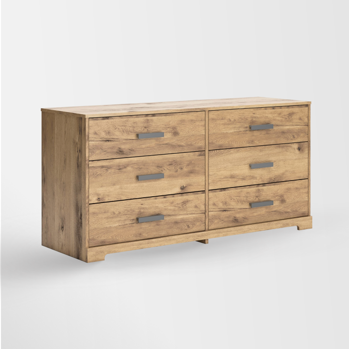 Larstin Rustic 6 Smooth-Gliding Drawer Dresser, Brown