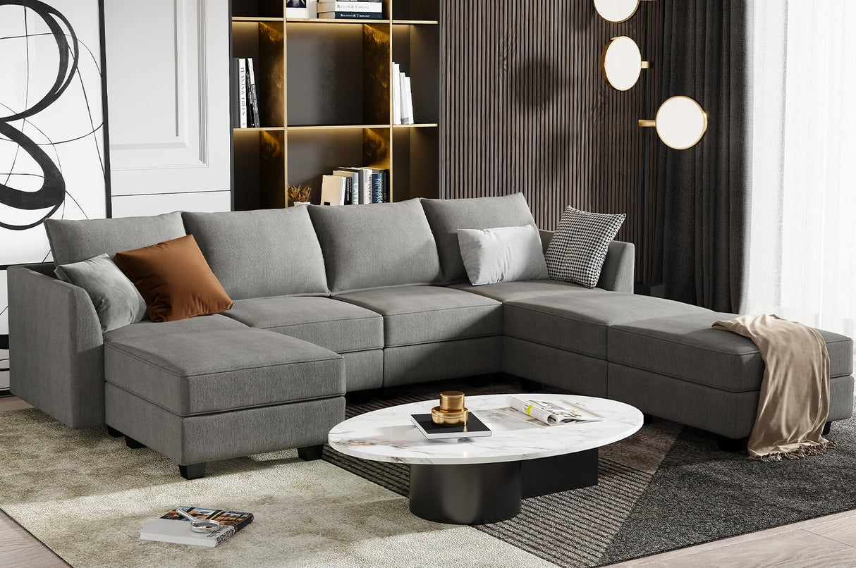 Modular Sectional Sofa U Shaped Sectional Couch with Ottomans Reversible Modular Sofa