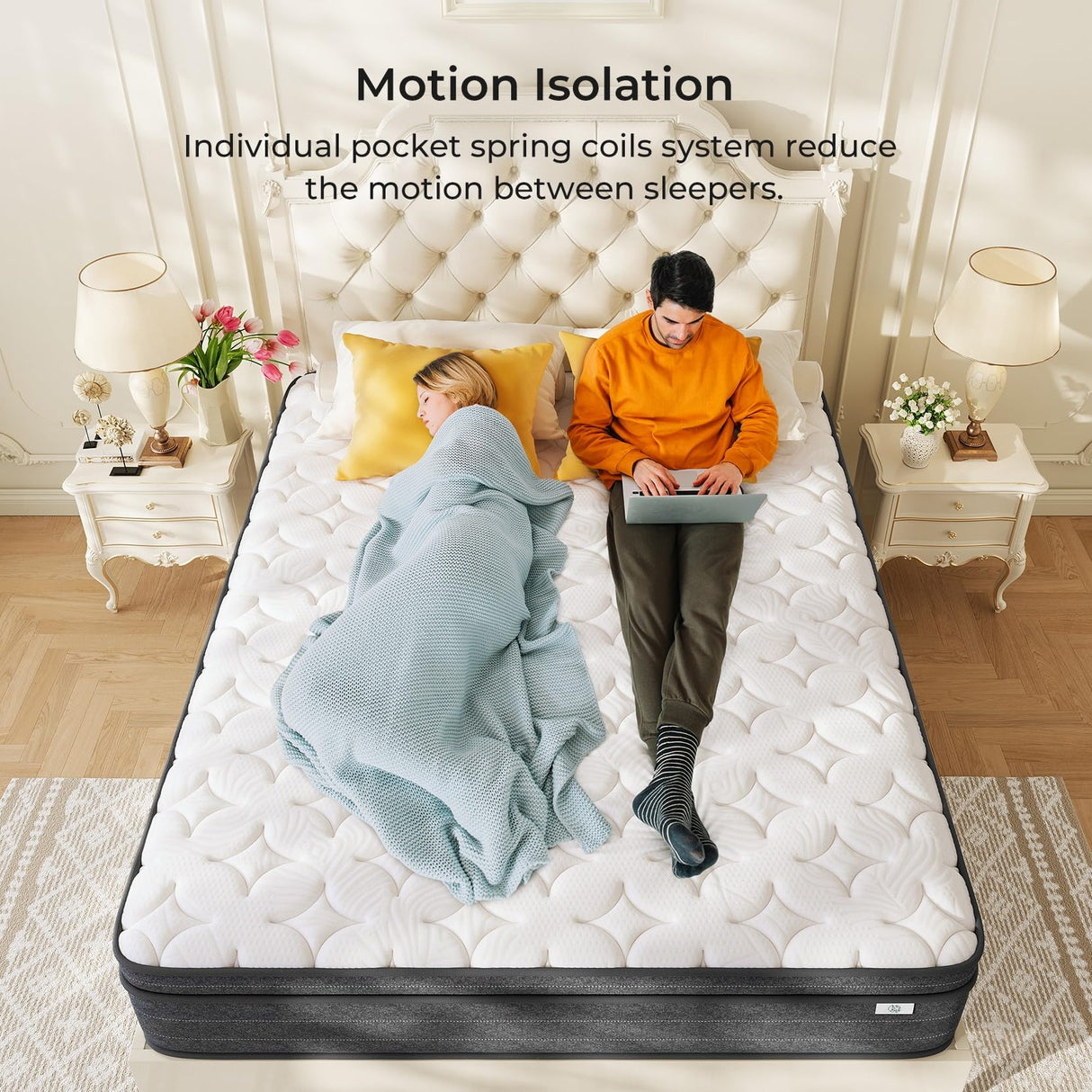 12 Inch King Size Mattress in a Box for Back Pain, Medium Firm Feel Fiberglass Free Hybrid Mattress
