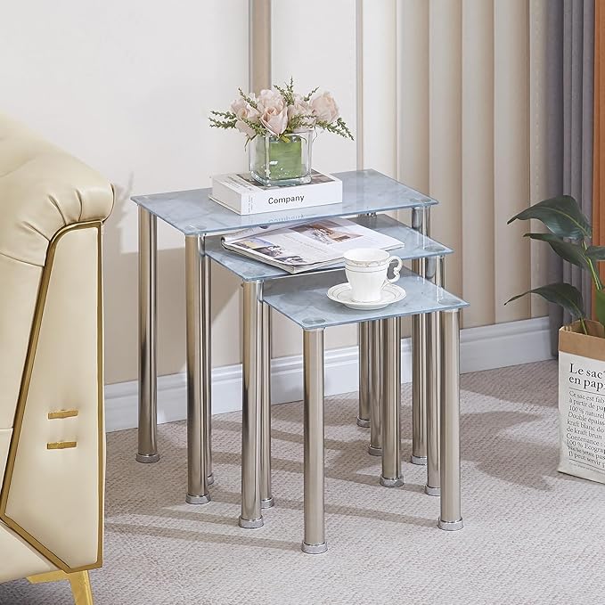 Nesting Table Set of 3, Living Room Nesting Side Table, Sofa Side Nest of 3 Table