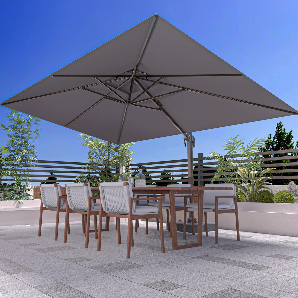 10' X 13' Outdoor Patio Umbrella Large Rectangle Cantilever Umbrella Heavy Duty 360