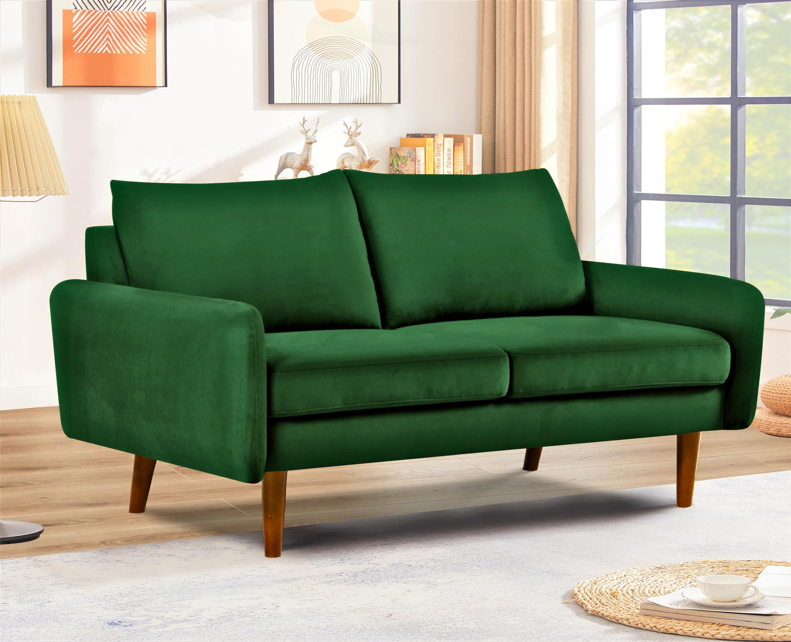 Kent Velvet Loveseat Sofa for Modern Living Rooms and Compact Spaces