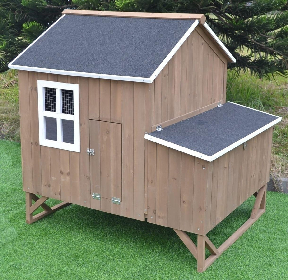 Deluxe Large Wood Chicken Coop Backyard Hen House 4-8 Chickens