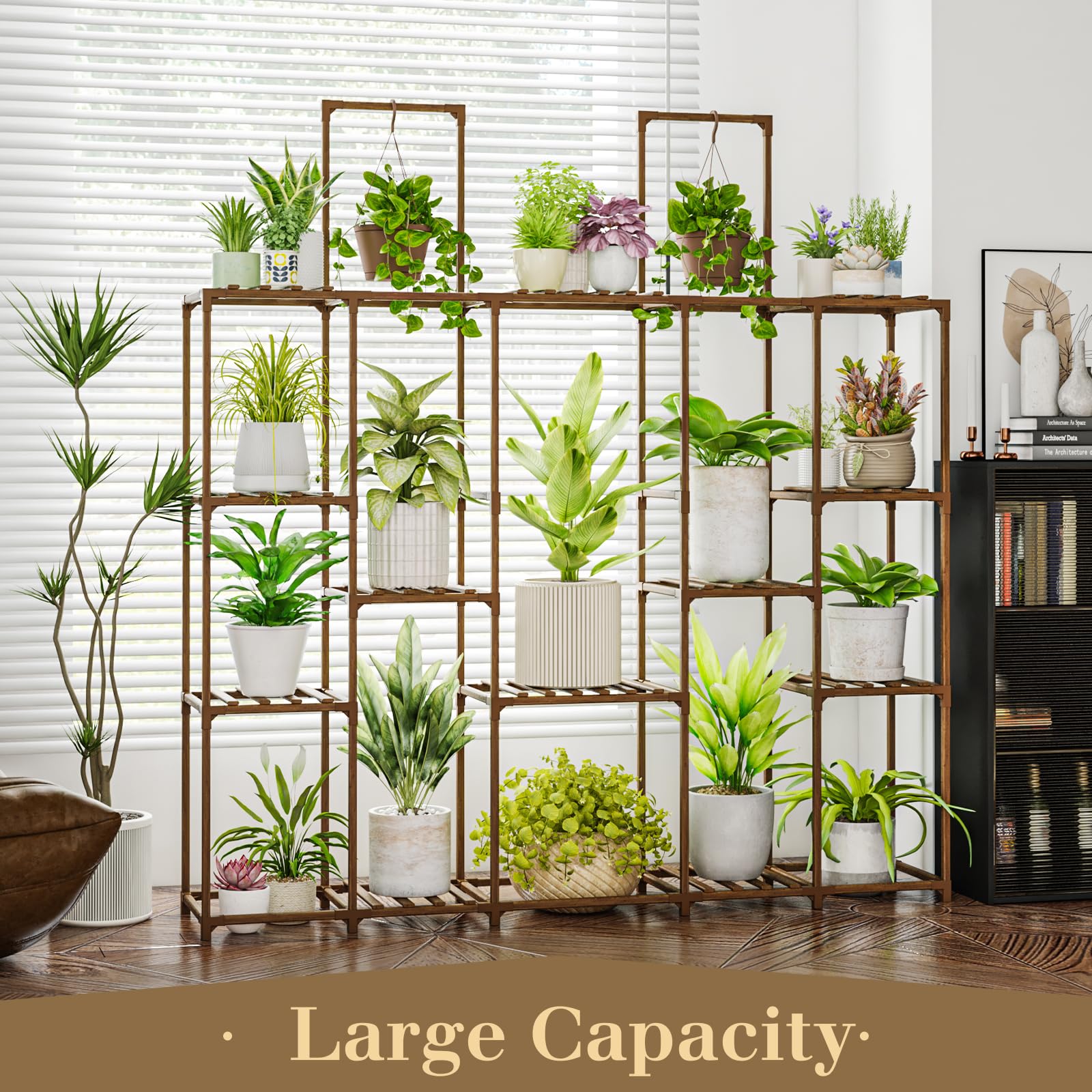 EverBloom 62” XL Wooden Tall Multi-Tier Plant Stand