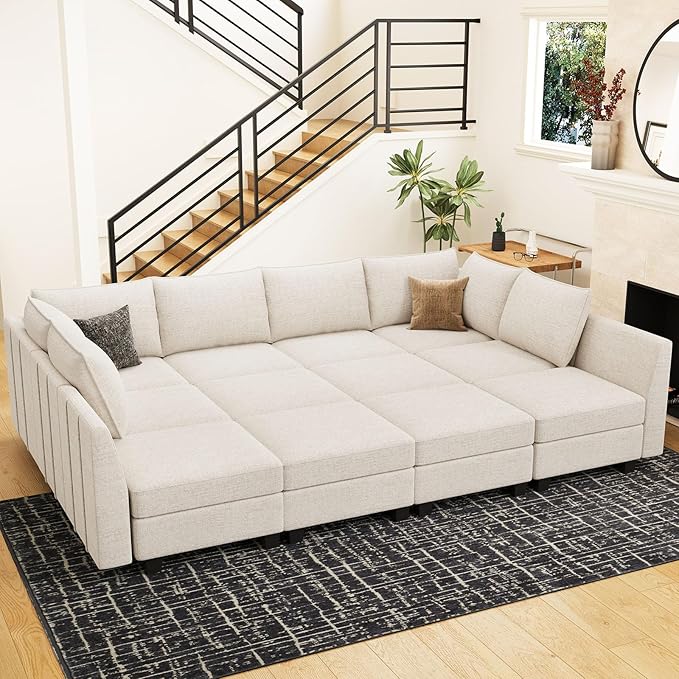 Large Modular Sectional Sofa Sleeper Sectional Couch with Storage Chenille Sectional