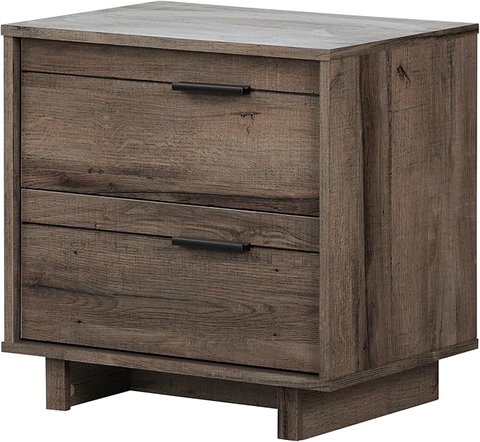 South Shore Fynn 2-Drawer Nightstand, Winter Oak, 16.5D x 22.25W x 22.25H in