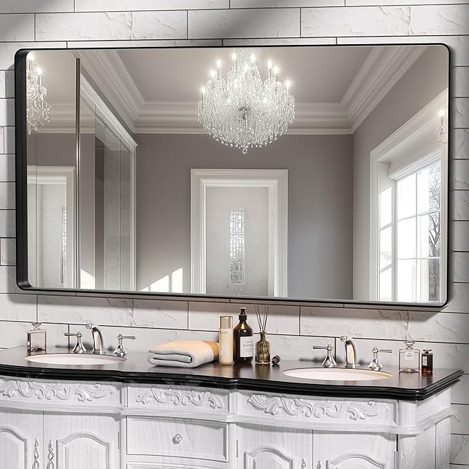 Black Bathroom Mirrors Metal Frame Rectangle Mirror