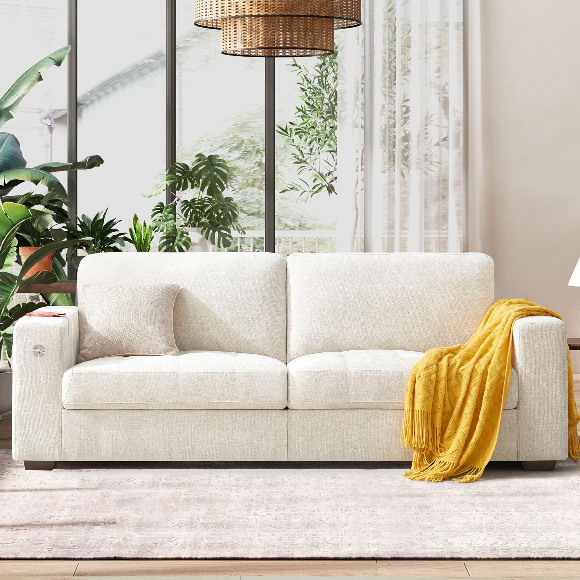 89” Sofa Couch for Living Room, Modern 3 Seater Comfy Sofa with 8” Medium Firm Seat