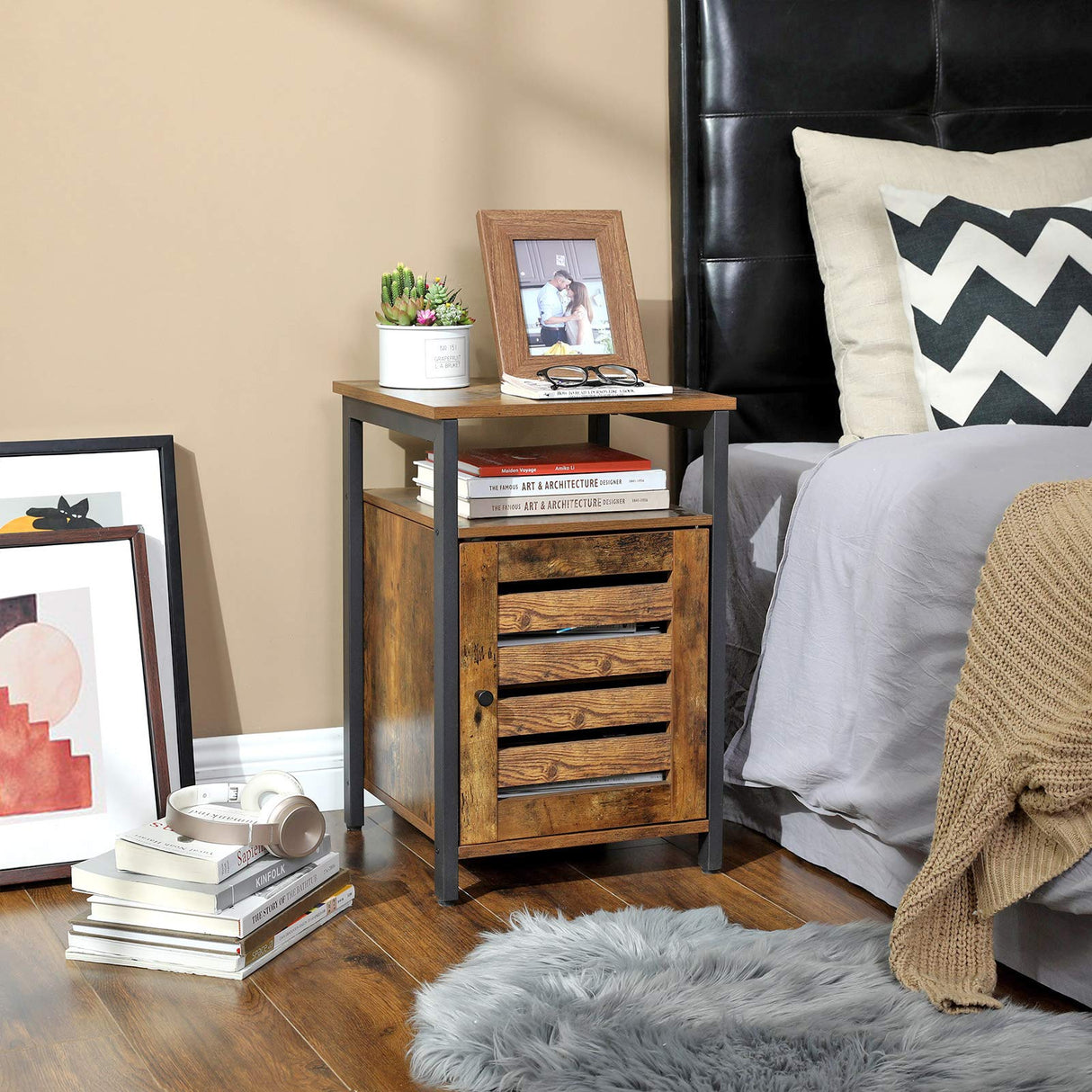 Nightstand, End Table with Open Shelf