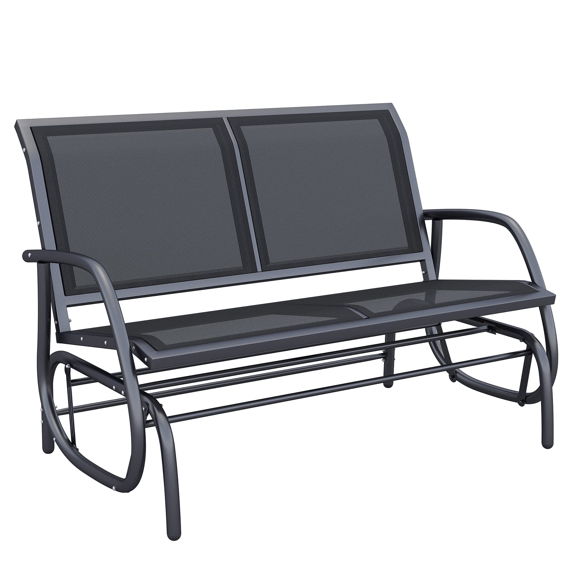 2-Person Outdoor Glider Bench, Patio Double Swing Rocking Chair Loveseat w/Powder