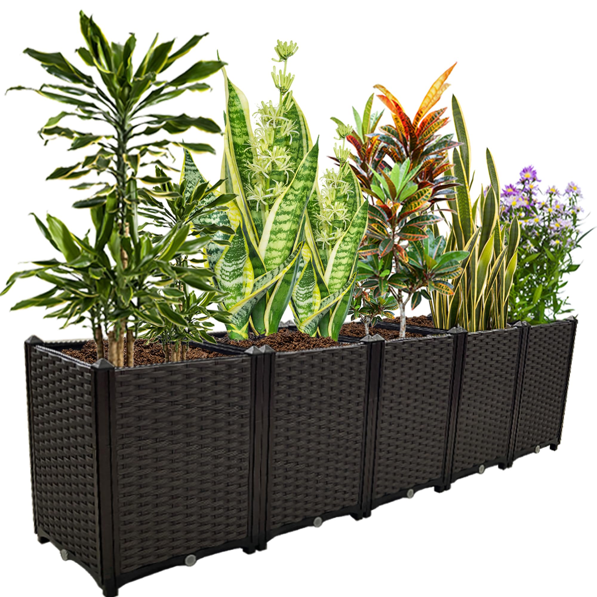 Large Planters for Outdoor Plants Raised Garden Bed Elevated Rectangular Garden Box Kits