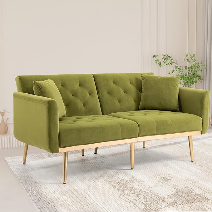 Mid-Century Modern Velvet Loveseat, Petite Accent Sofa Couch