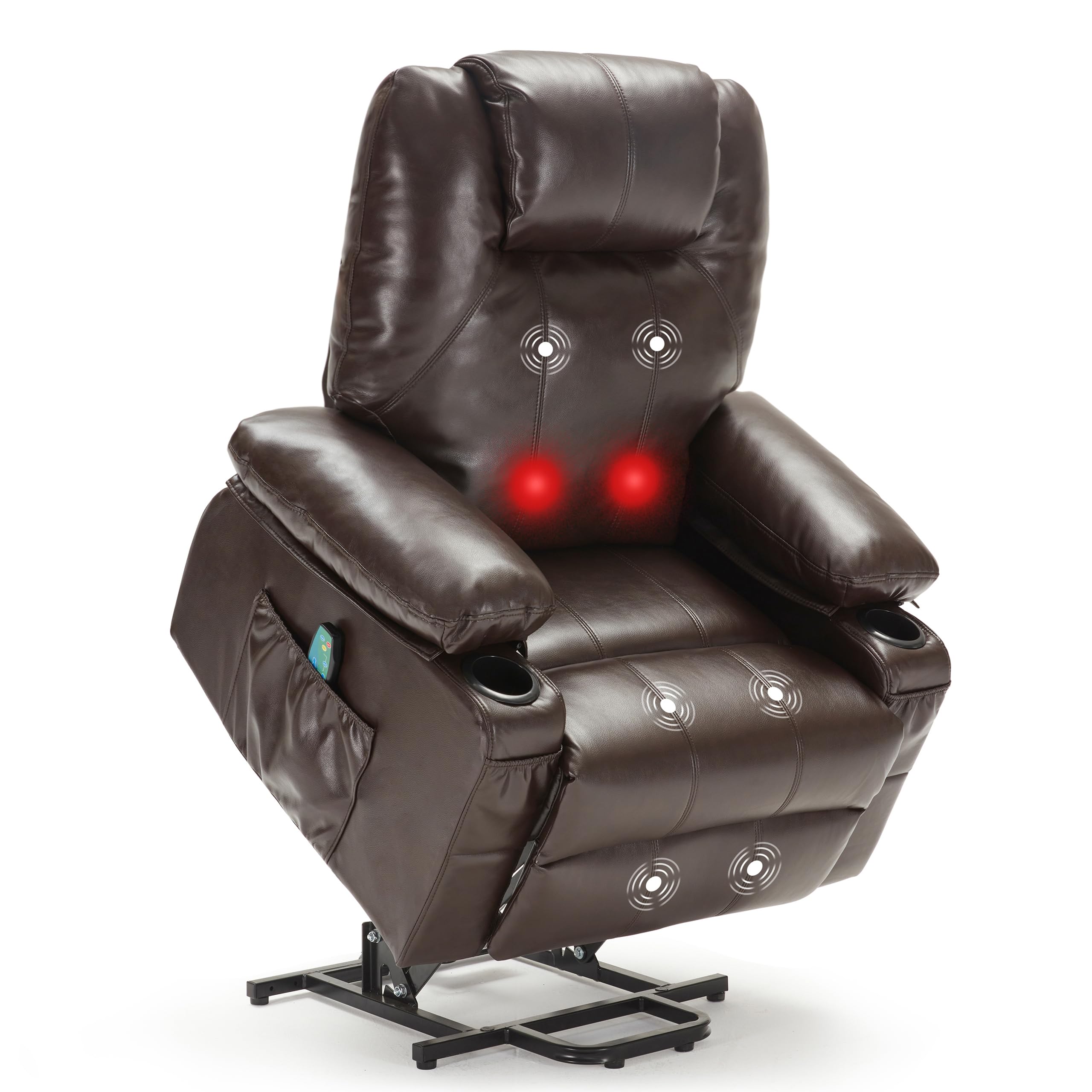 Oversized Power Lift Recliner Chair with Heat and Massage, Leather Power