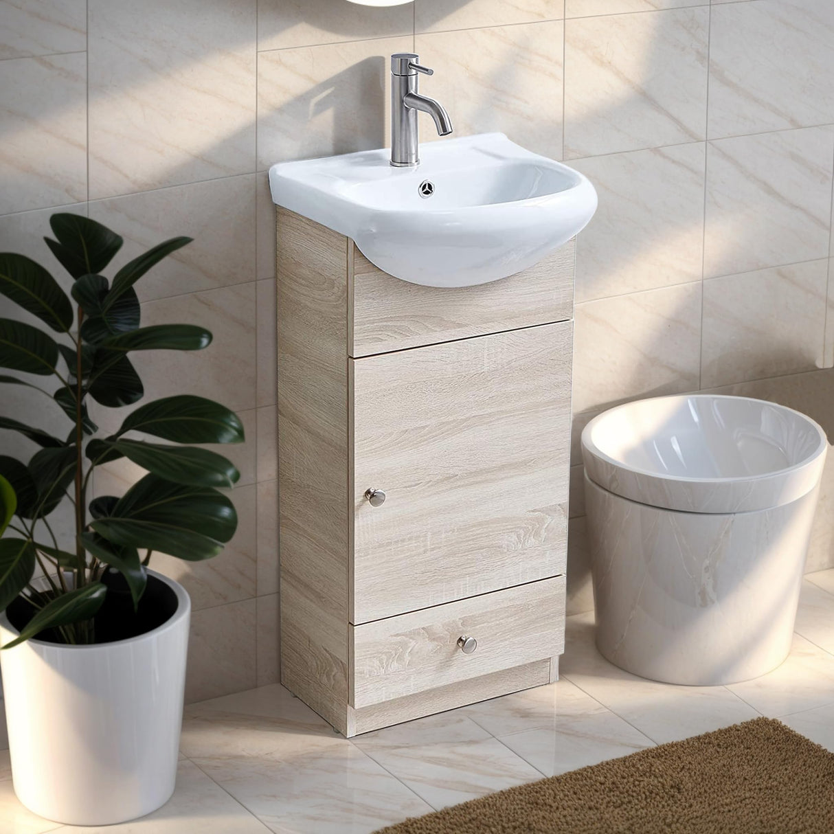 18 Inch Bathroom Vanity with Sink, Small Bathroom Vanity Cabinet Combo