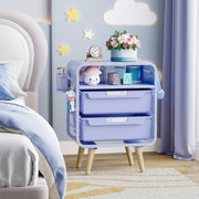 Nightstand,Cute End Table with Storage Drawer, Bedside Table Small Blue Bedroom Furniture