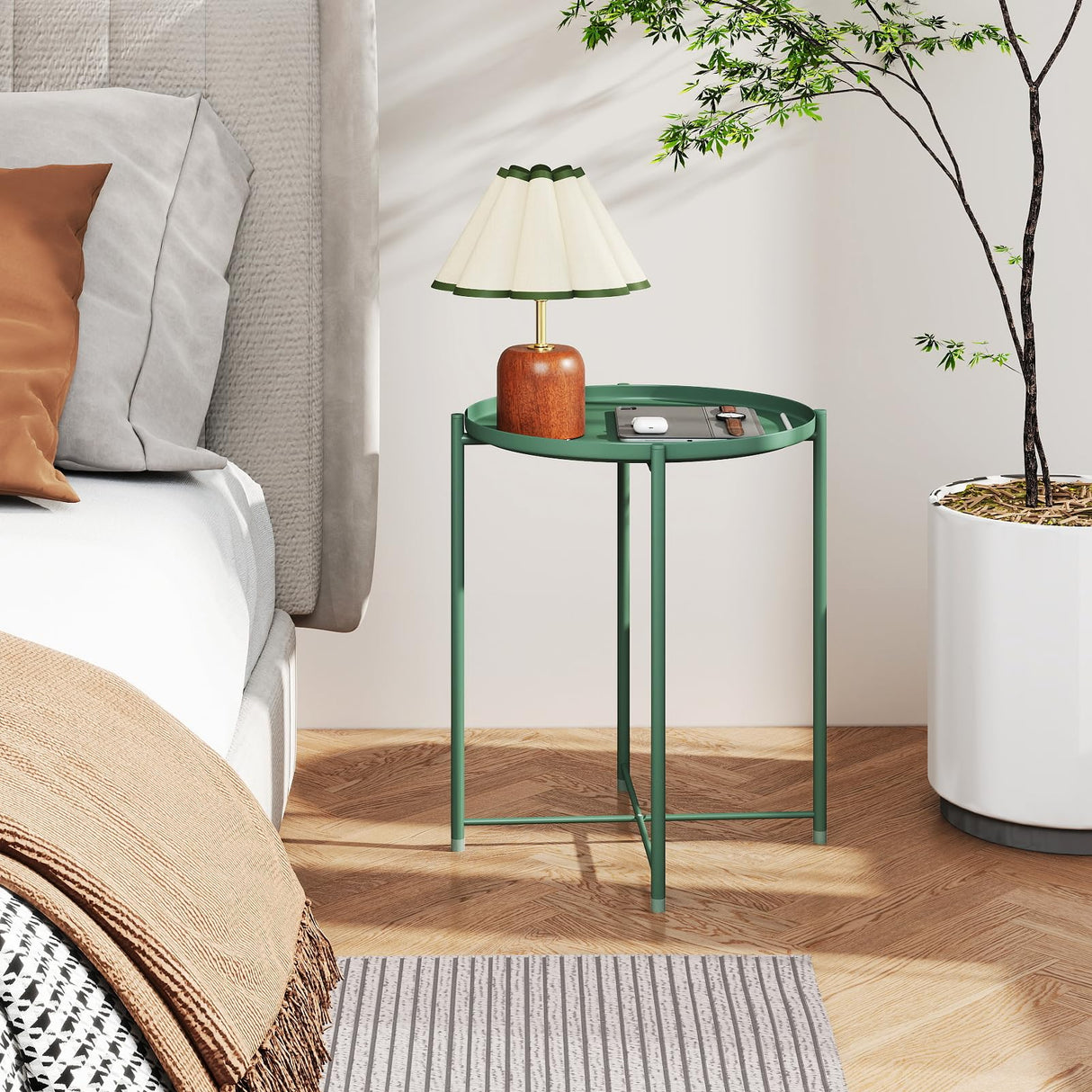Tray Metal End Table, Sofa Table Small Round Side Tables