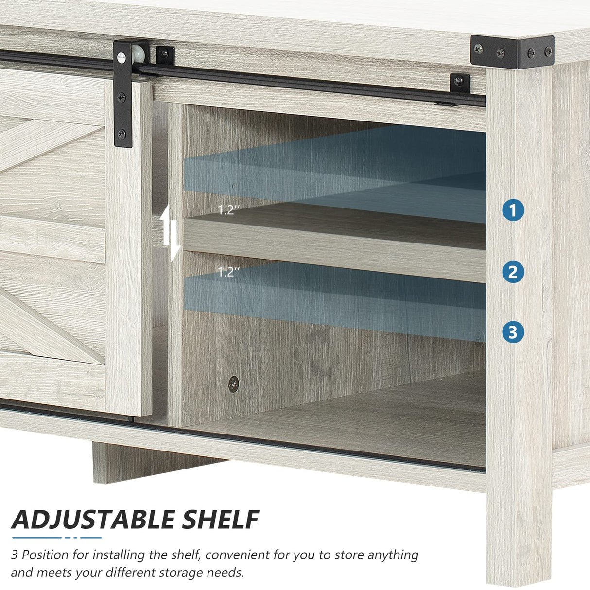 Farmhouse Coffee Table with Sliding Barn Doors & Storage