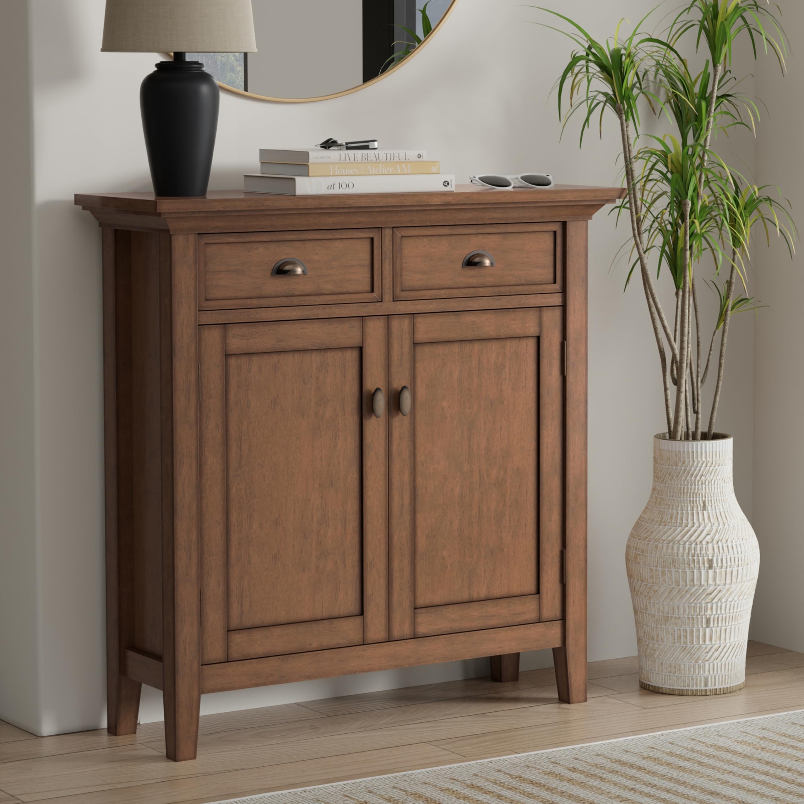 Redmond Solid Wood Wide Transitional Storage Cabinet for The Living, Entryway and Family Room,