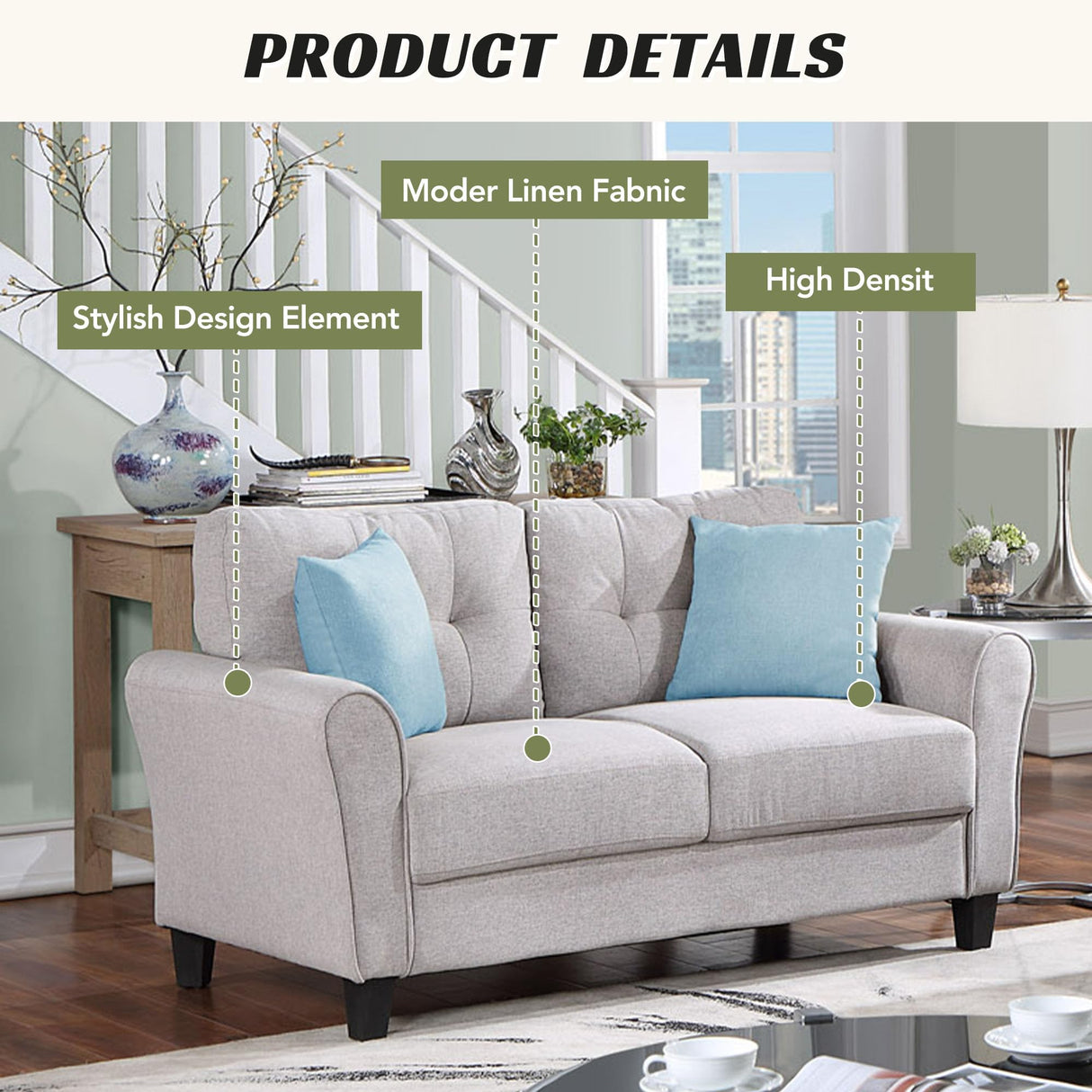 3-Piece Living Room Sectional Sofa Set