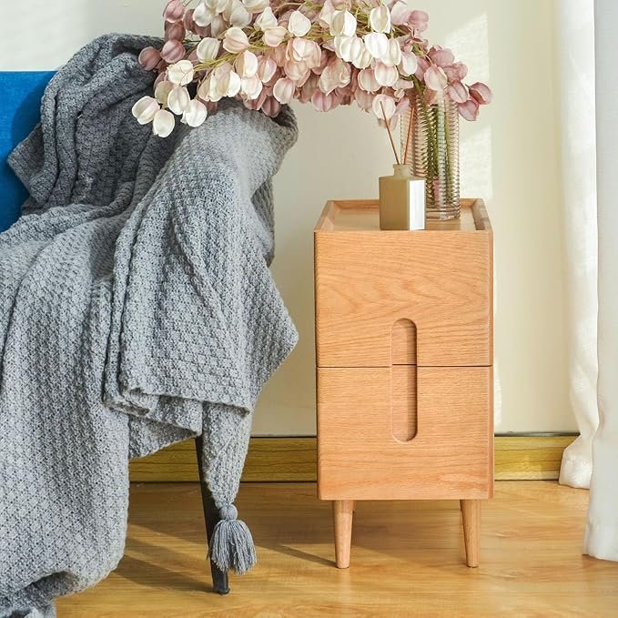 Mid Century Modern Nightstand, Solid Wood Night Table, Minimalist Nightstand