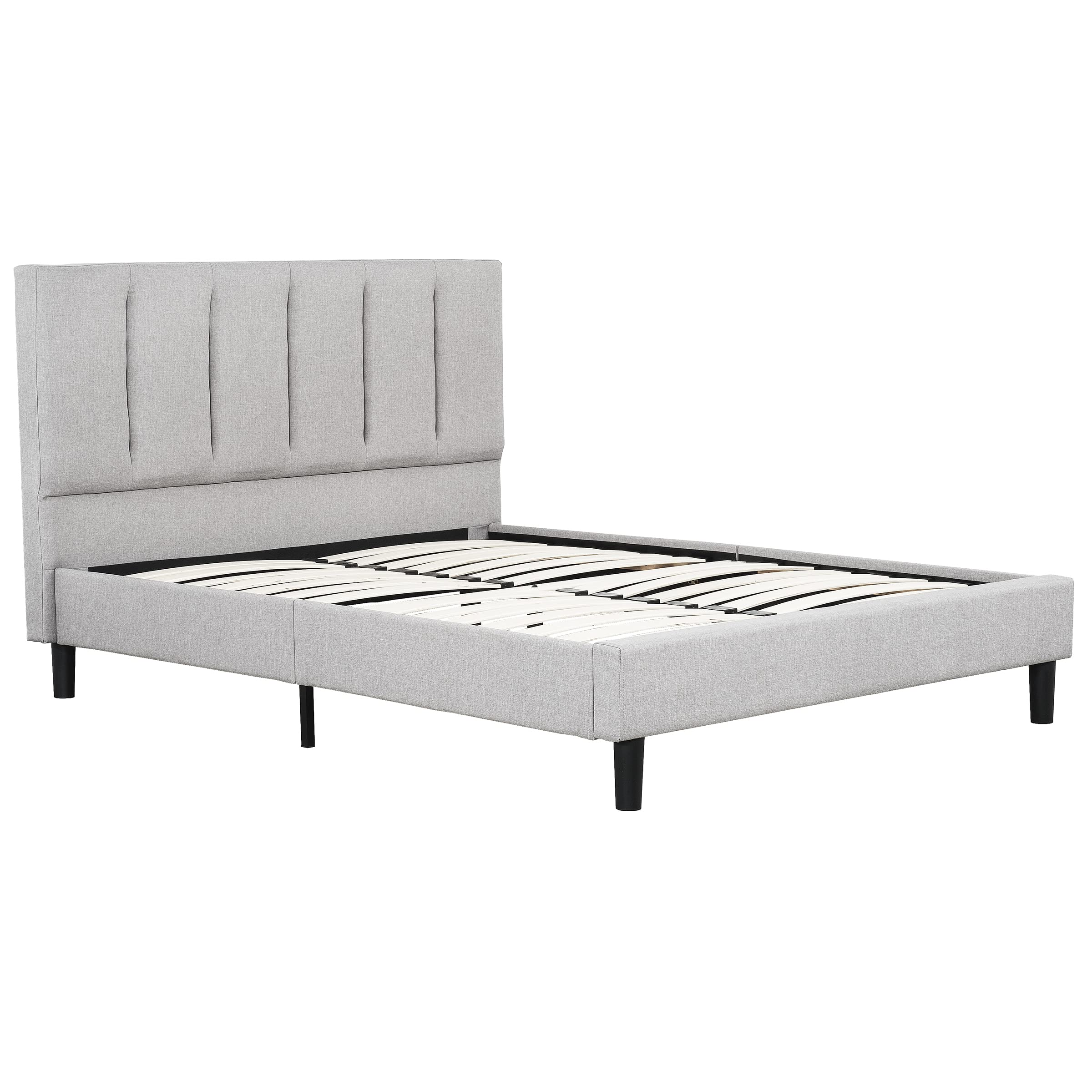Harper Queen Grey Upholstered Tufted Platform Bed