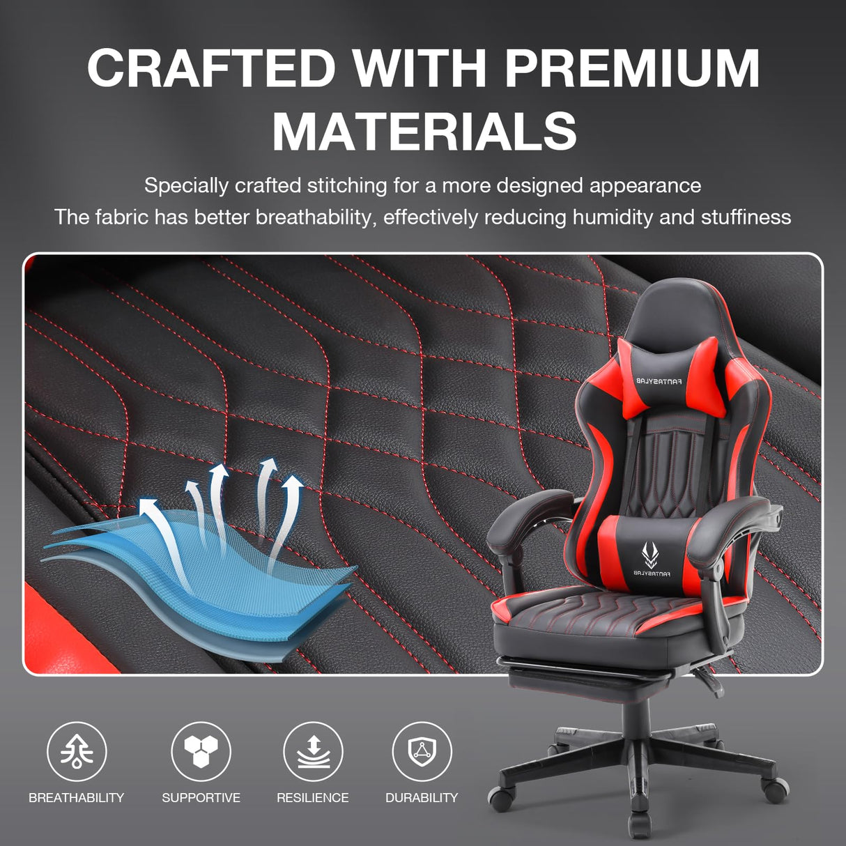 Gaming Chair with Speakers, High Back Computer Chair with Footrest