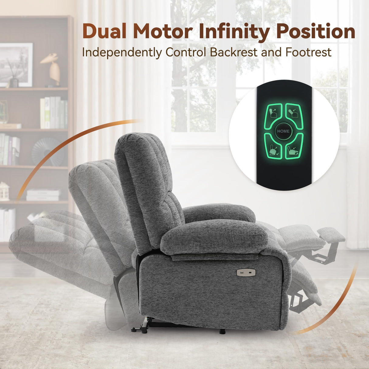 RestEase XL Dual-Motor, Massage & USB Power Lift Recliner Chair for Seniors