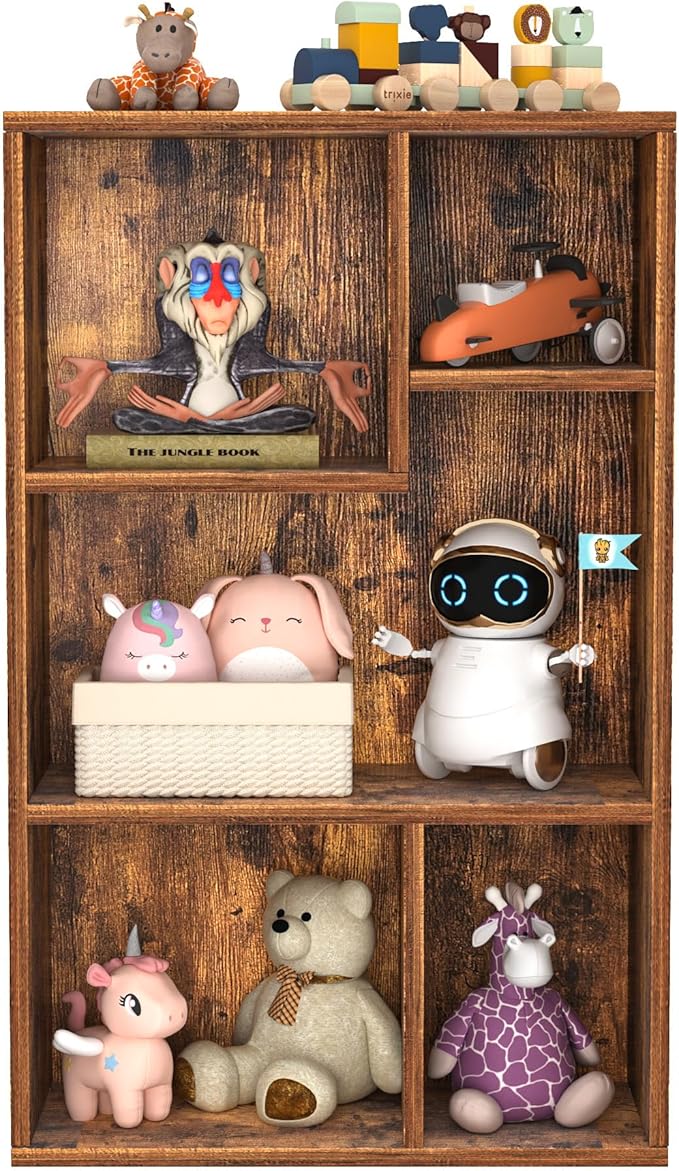 Small White Bookshelf, 5 Cube Shelf, Fits Tallest Hardcovers, Horizontal Available, Storage Organzier for Home Office, Pearl White