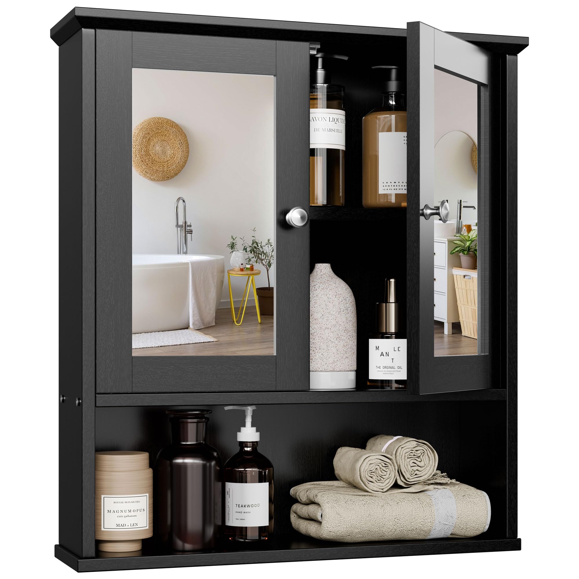 Medicine Cabinets with 1 Open Shelves for Bathroom Organizer or Laundry Room