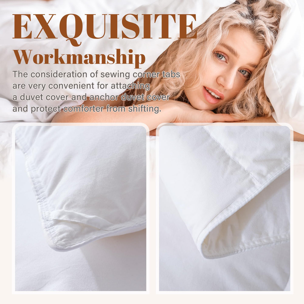 Twin Size Feather Comforter Filled with Feather & Down - All Season White Twin Duvet