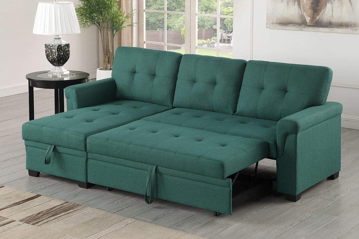 Lucca Green Sectional Sleeper Sofa - Versatile Sleeper Couch & Sofa