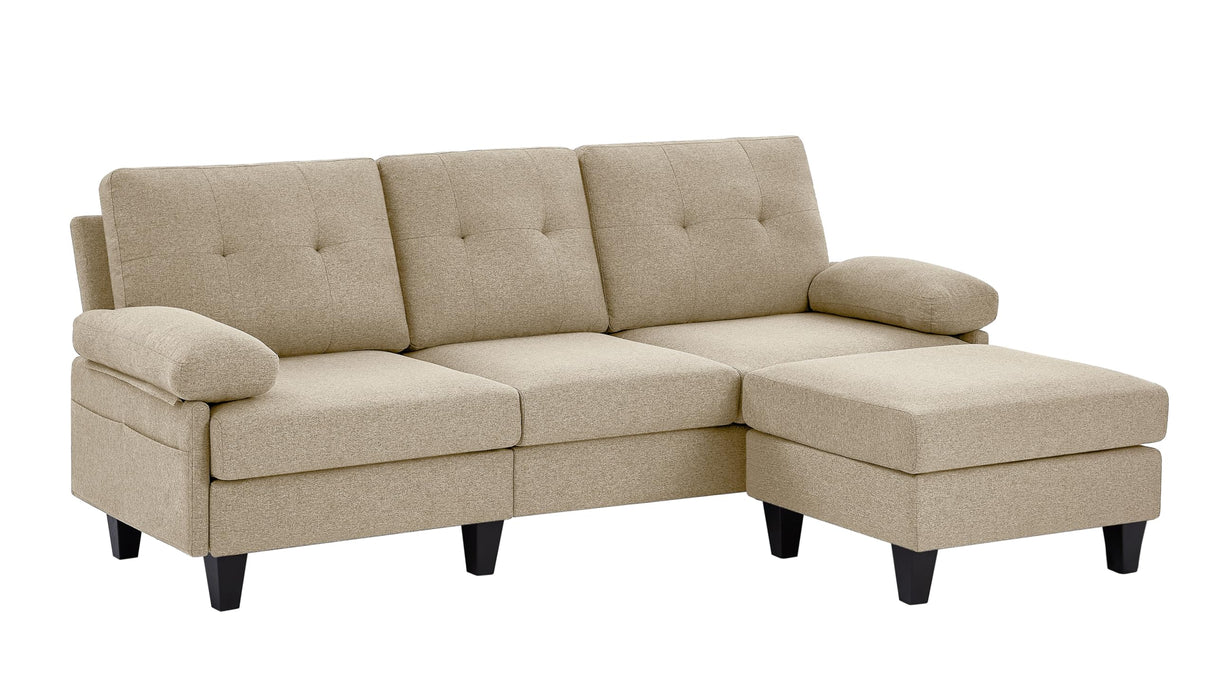 86" Convertible Sectional Sofa, Deep 3-Seat L Shaped Sectional Couch