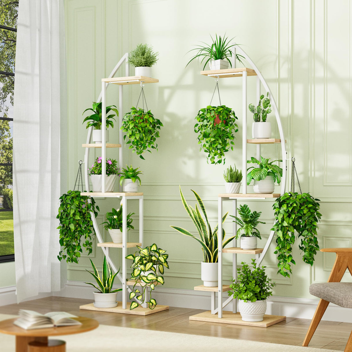 6-Tier Metal Plant Stand with Grow Lights – Indoor Garden Shelf