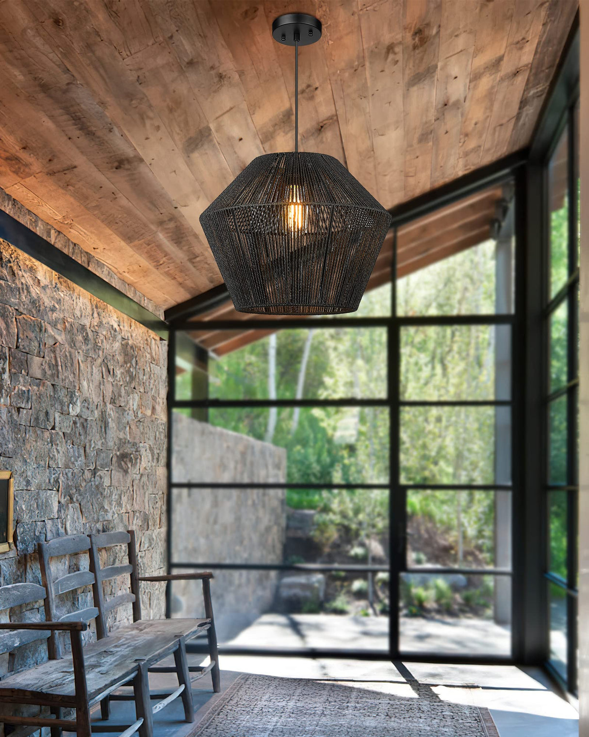 16.5” Large Modern Woven Chandelier Farmhouse Coastal Pendant Light