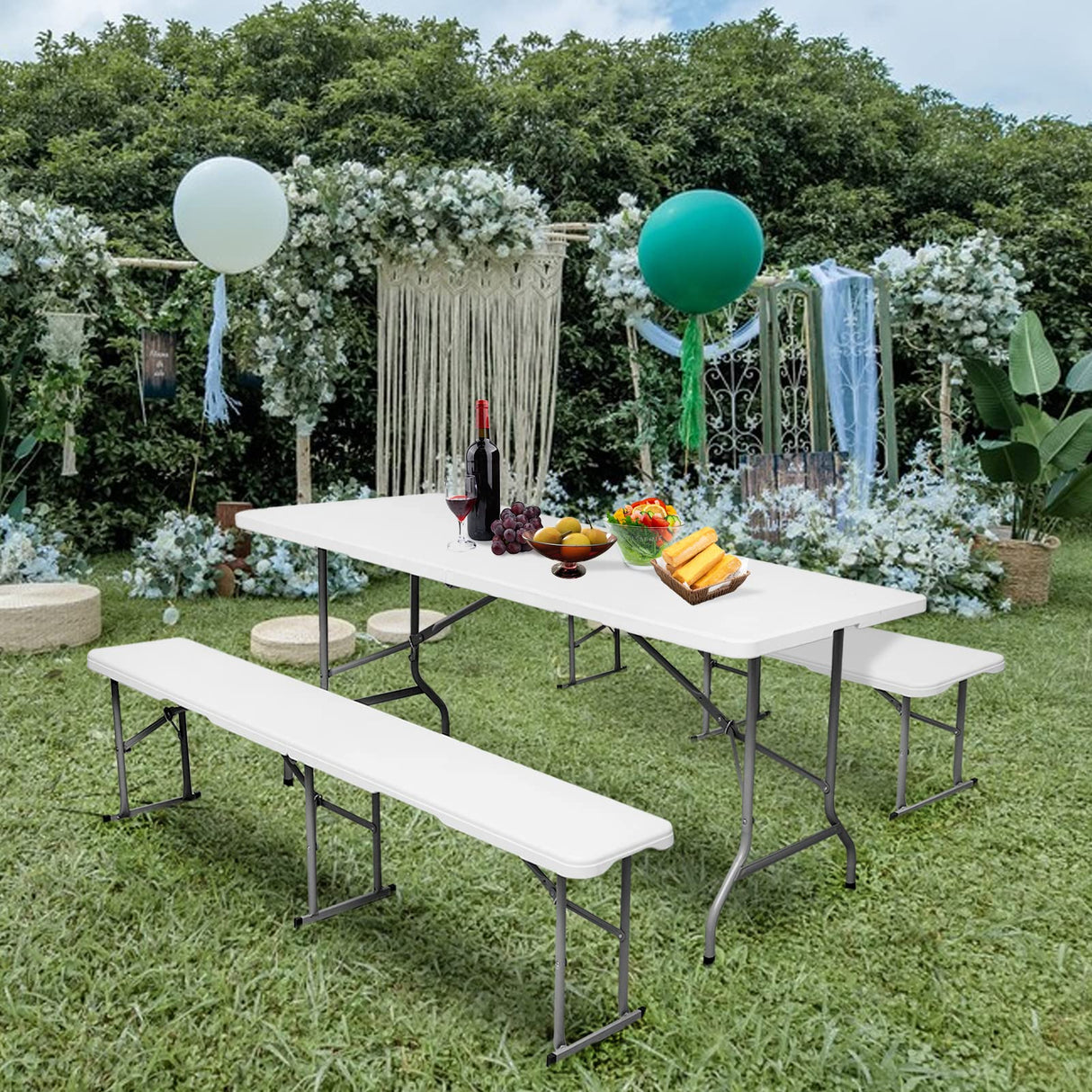 Folding Bench 6 Foot, Plastic Folding Bench Seat Portable Foldable Bench