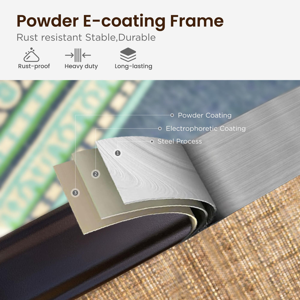 PHI VILLA 5 PCS Outdoor Bar Set, Counter Height Swivel Chair with Rectangle Metal Table, Textilene Fabric and Quick-Drying Waterproof,High Patio Set for Garden, Yard, Poolside