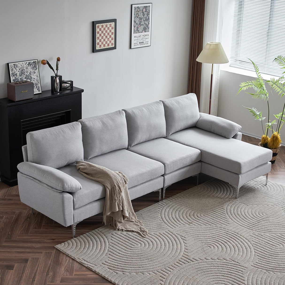 Convertible Sectional Sofa 110" L-Shape Sofa Couch 4-Seat Couch