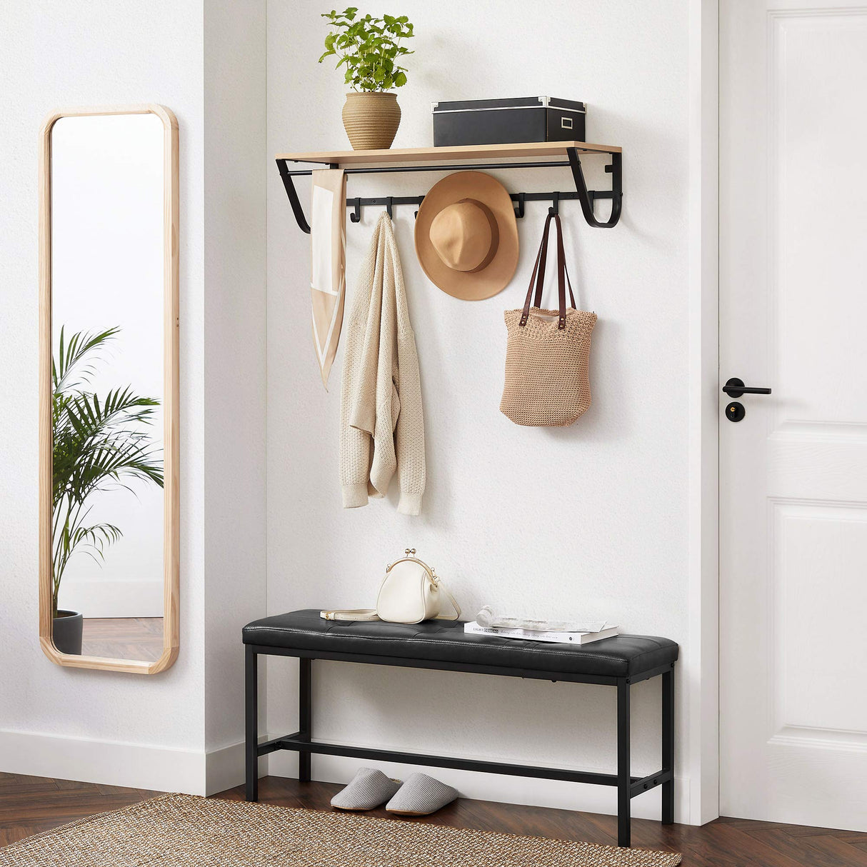 Dining Table Bench, Ottoman Bench with PU Leather Padded Seat