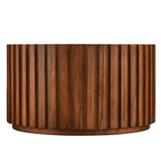 Round Wood Coffee Table Set of 2, Handcraft Drum Side Table End Table for Living Room