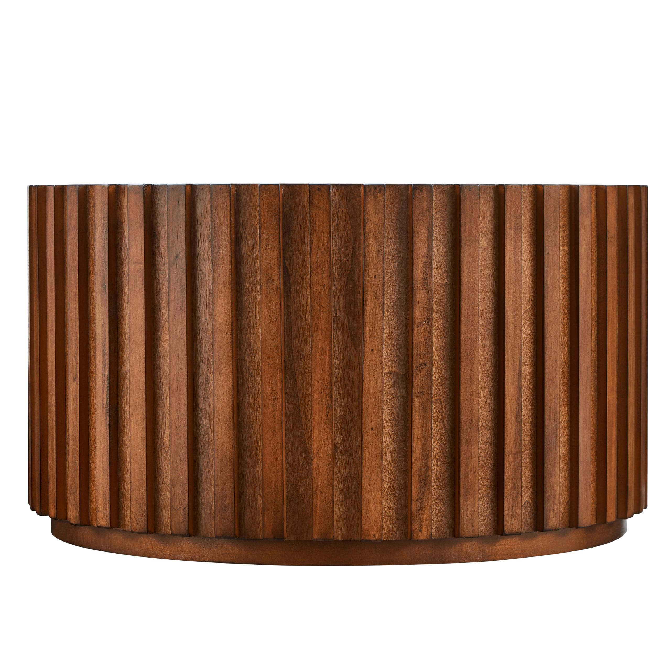 Round Wood Coffee Table Set of 2, Handcraft Drum Side Table End Table for Living Room